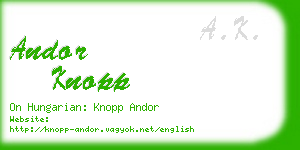 andor knopp business card